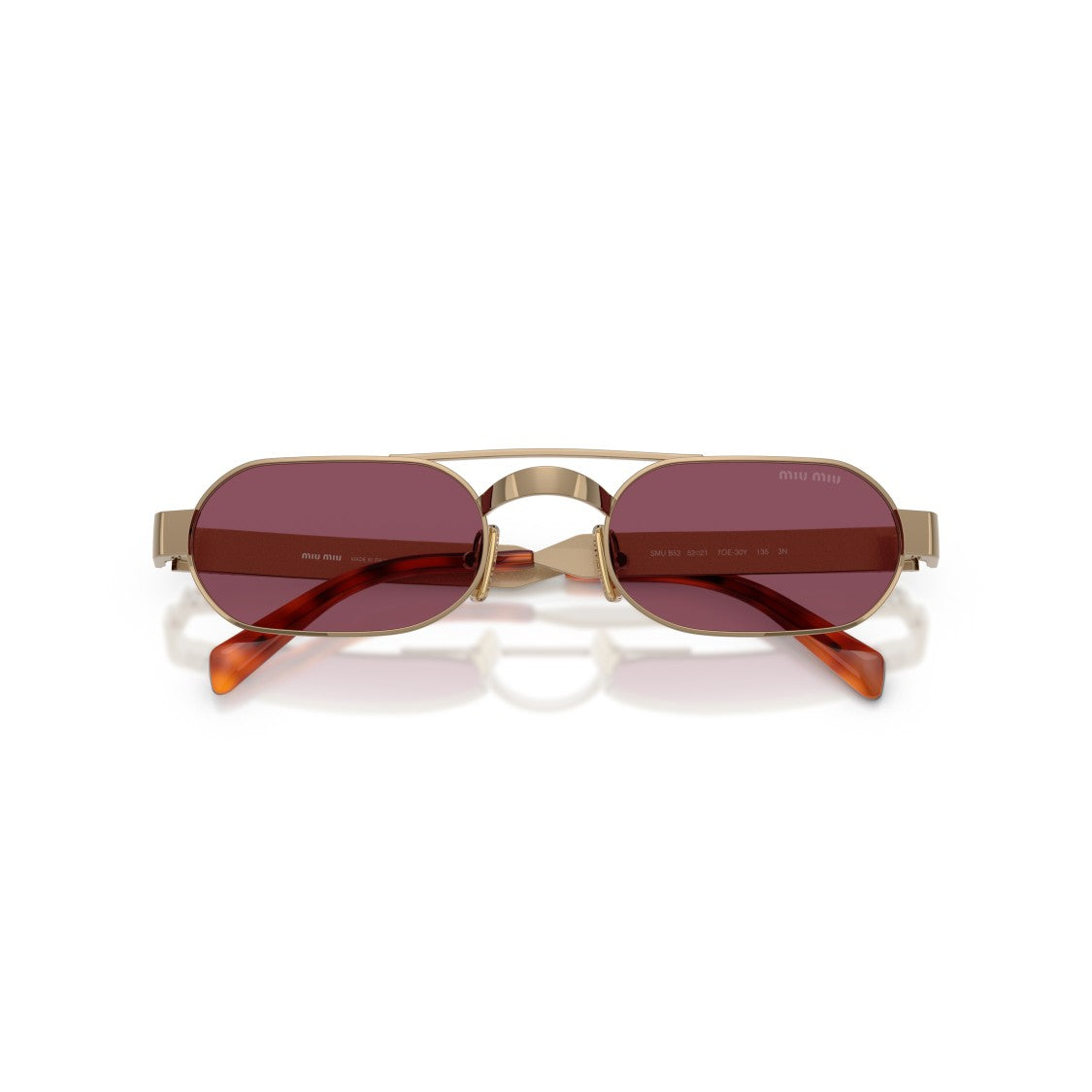 Miu Miu Gold-Tone Metal Frame Sunglasses With Oval Lenses