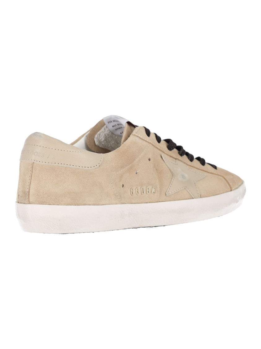 Golden Goose Beige Super-Star Calf Suede Low-Top Sneakers