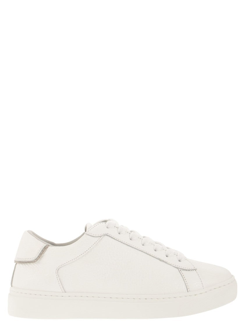 Fabiana Filippi Lace-Up Leather Sneakers With Shiny Accents