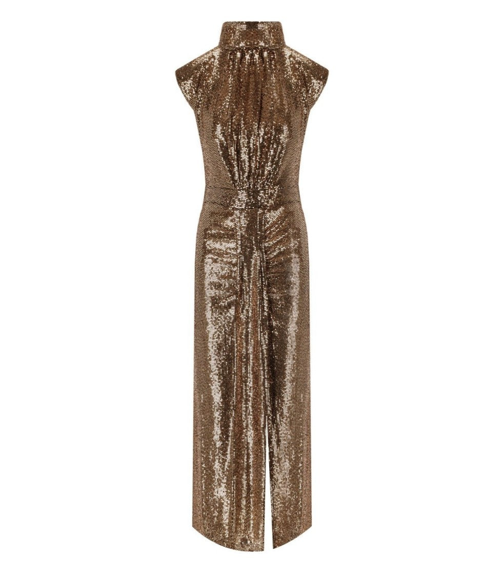 Essentiel Antwerp Gonnak Gold Midi Dress