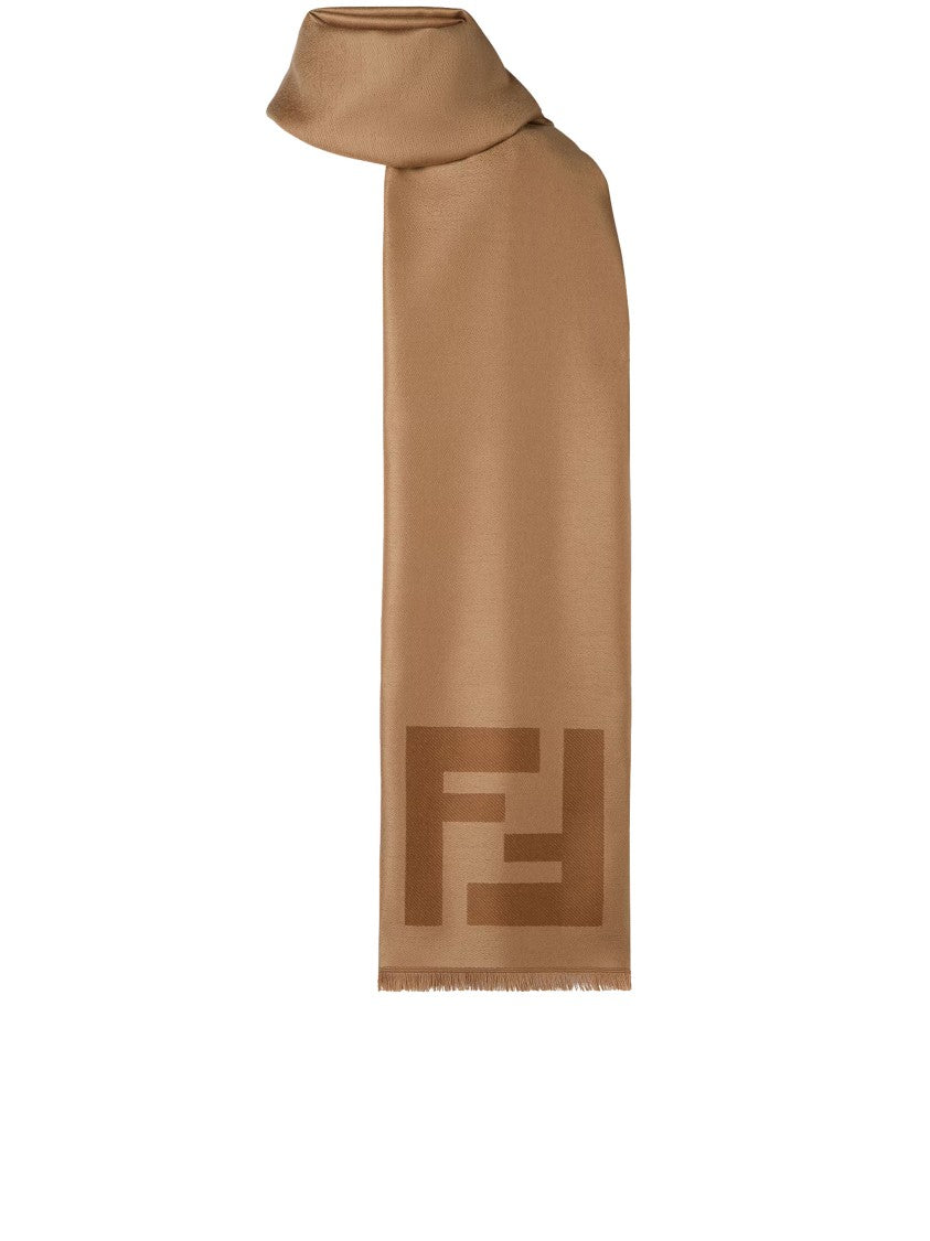 Fendi Ff Long Rectangular Warm Camel Scarf