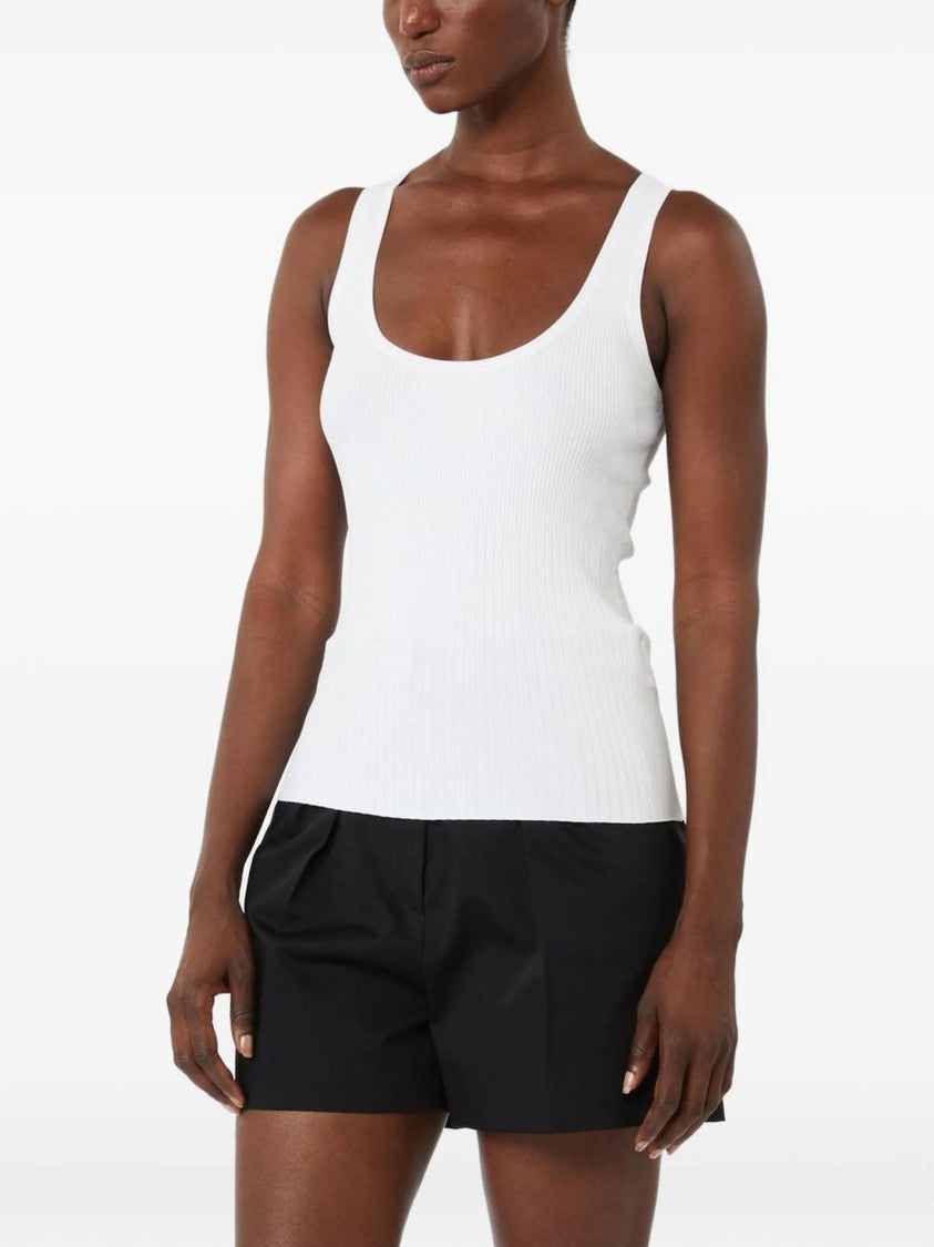 Max Mara White Scoop Neckline Cotton Tank Top