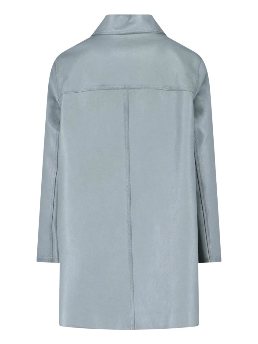 Chloé Blue Single-Breasted Lamb Leather Jacket