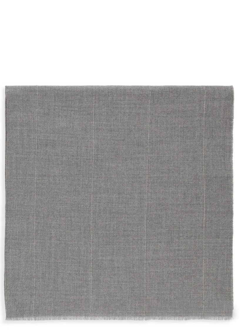 Peserico Grey Beaded Wool Scarf