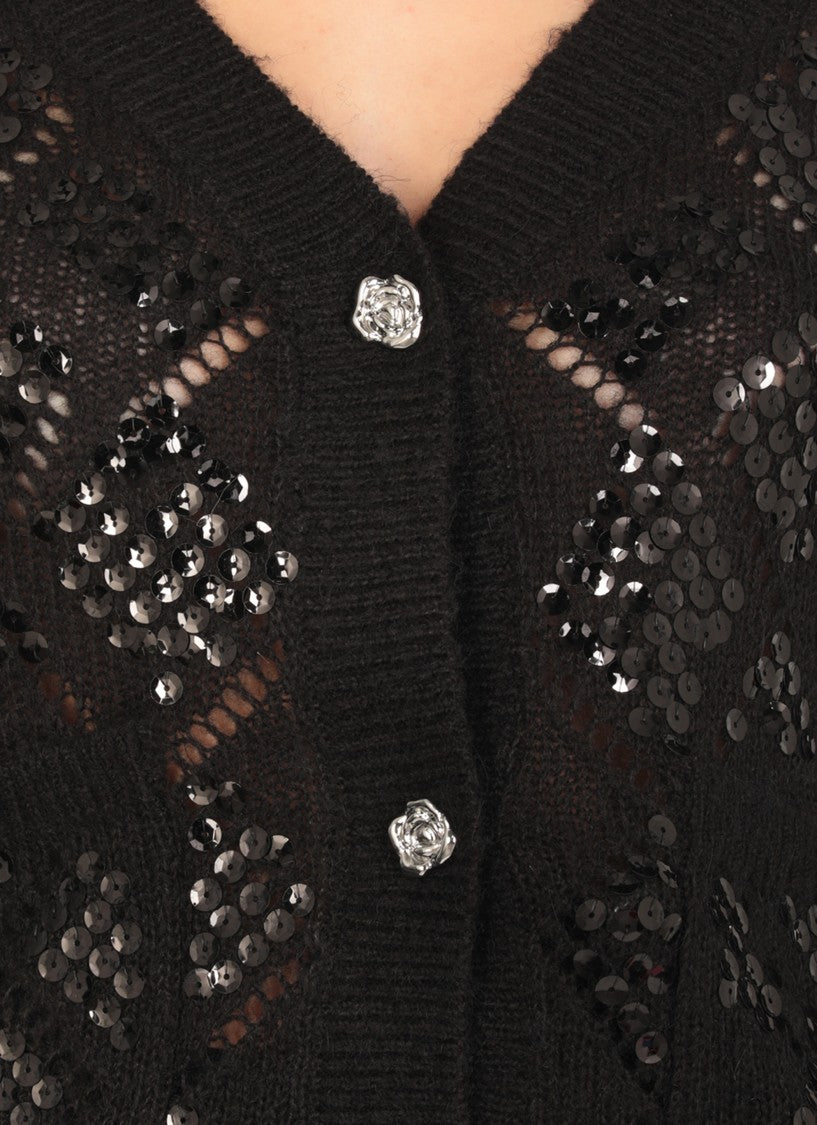 Rotate Black Sequins Cardigan