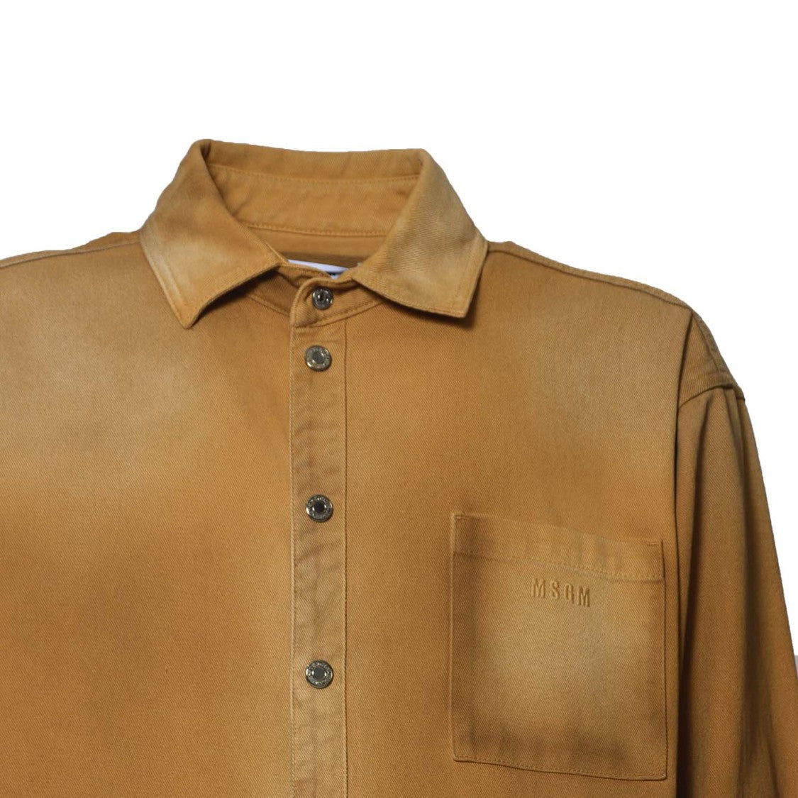 Msgm Gradient Beige Button-Up Shirt With Chest Pocket
