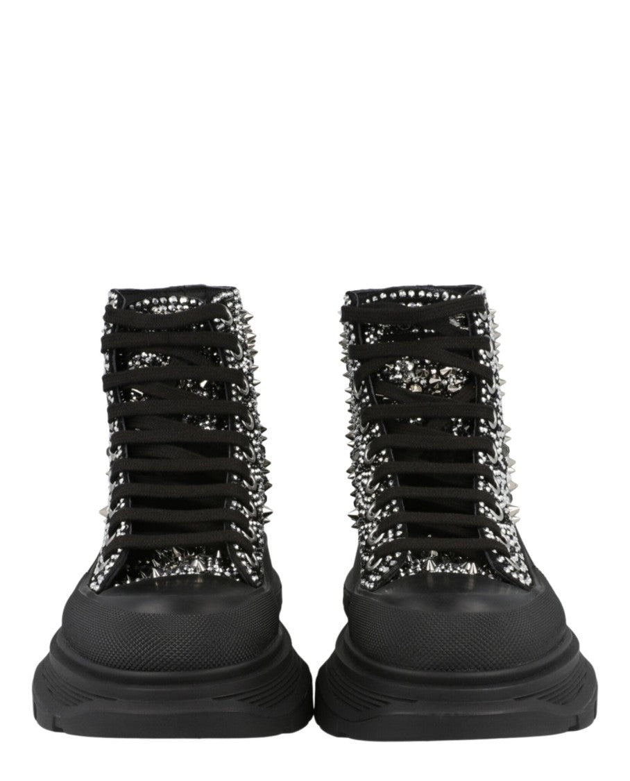 Alexander Mcqueen Crystal Embellished Tread Slick Boots