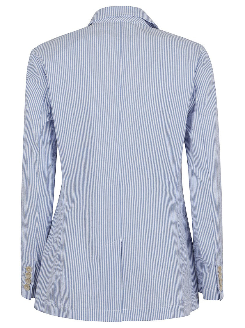 Polo Ralph Lauren Tailored Cotton Blazer With Subtle Striped Pattern