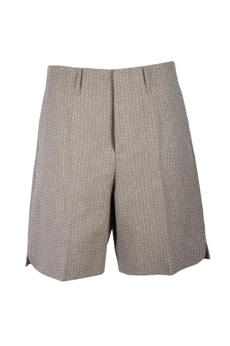 Fendi Cotton Linen Bermuda Shorts - Beige
