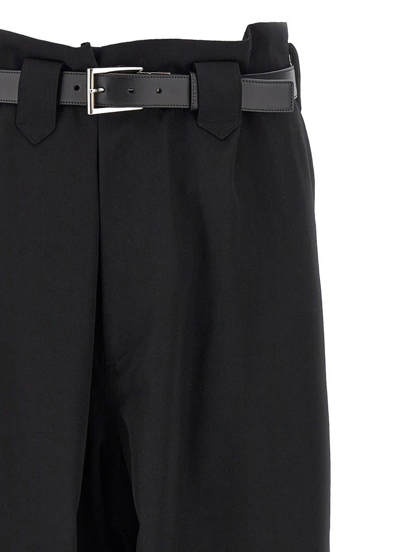 Yohji Yamamoto Oversized Black Wool Gabardine Cargo Pants
