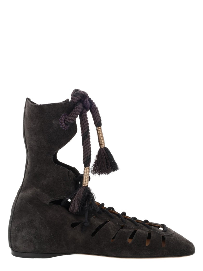 Isabel Marant Black Liade Cut-Out Tassel Boots