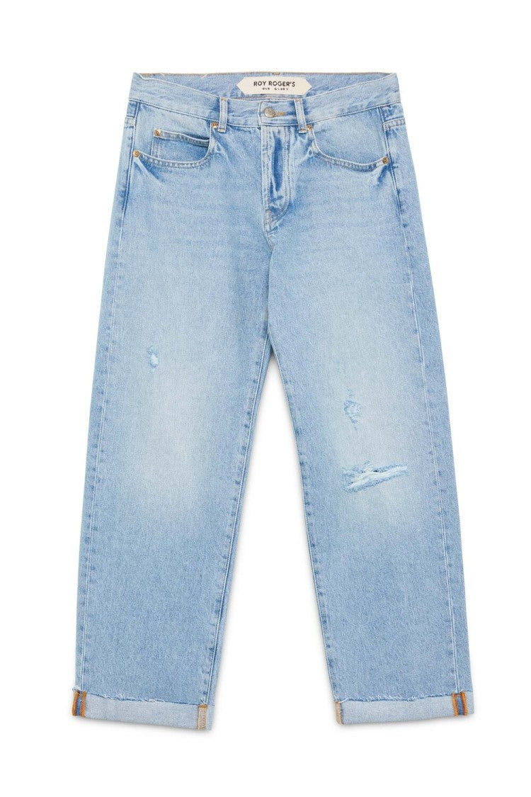 Roy Rogers Light Wash Boyfriend Raw Cut Jeans