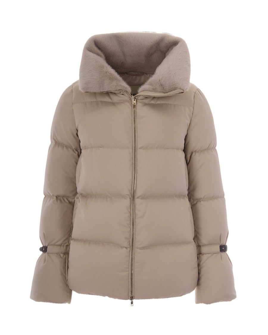 Herno Quilted Leather-Trimmed Zip-Through Jacket
