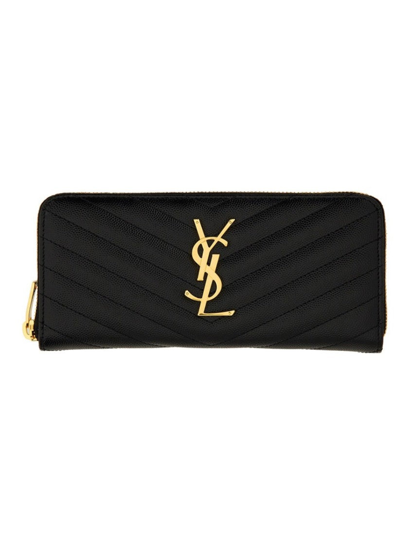 Saint Laurent Chevron-Quilted Monogram Calfskin Wallet