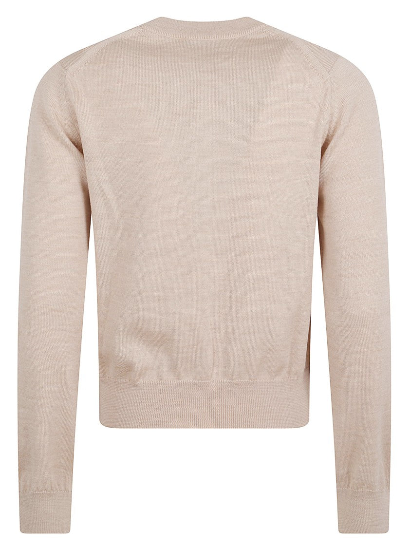 Maison Kitsuné Cropped Knit Wool Sweater With Button-Down Front And Fox Motif