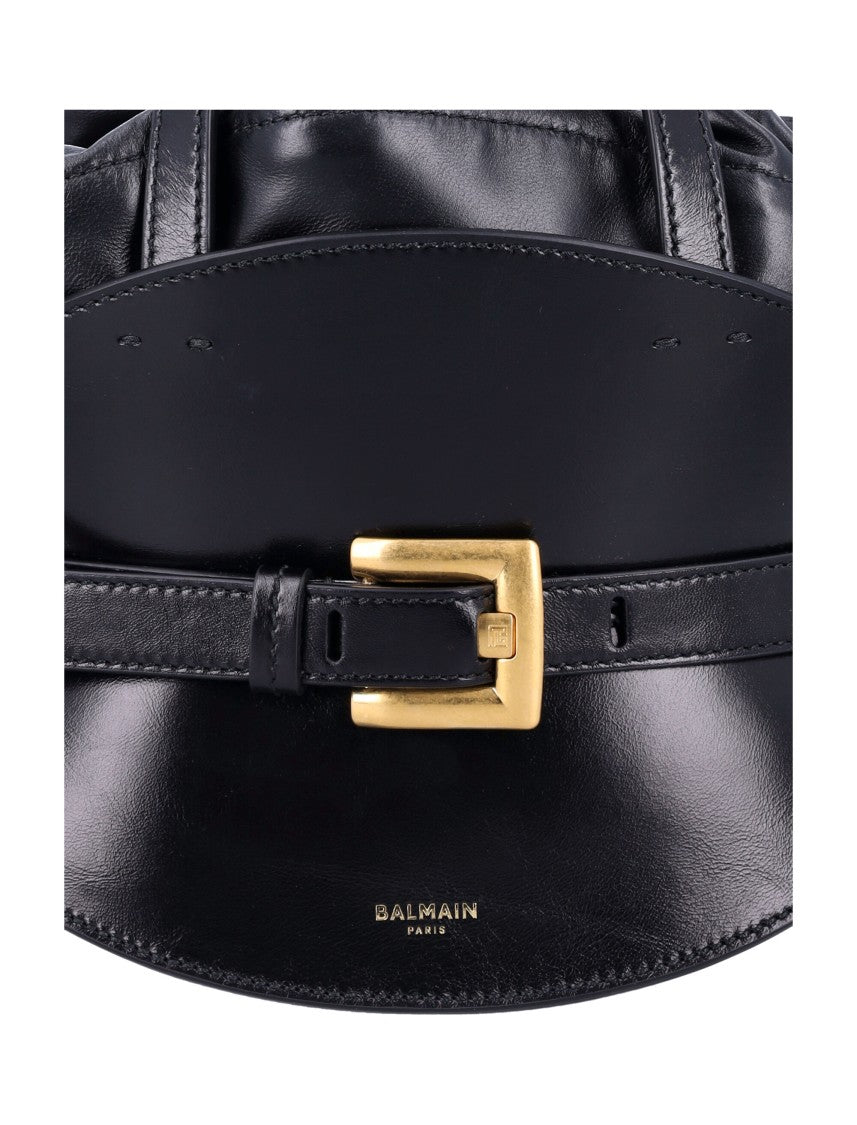 Balmain Mini Handbag With Structured Leather Base