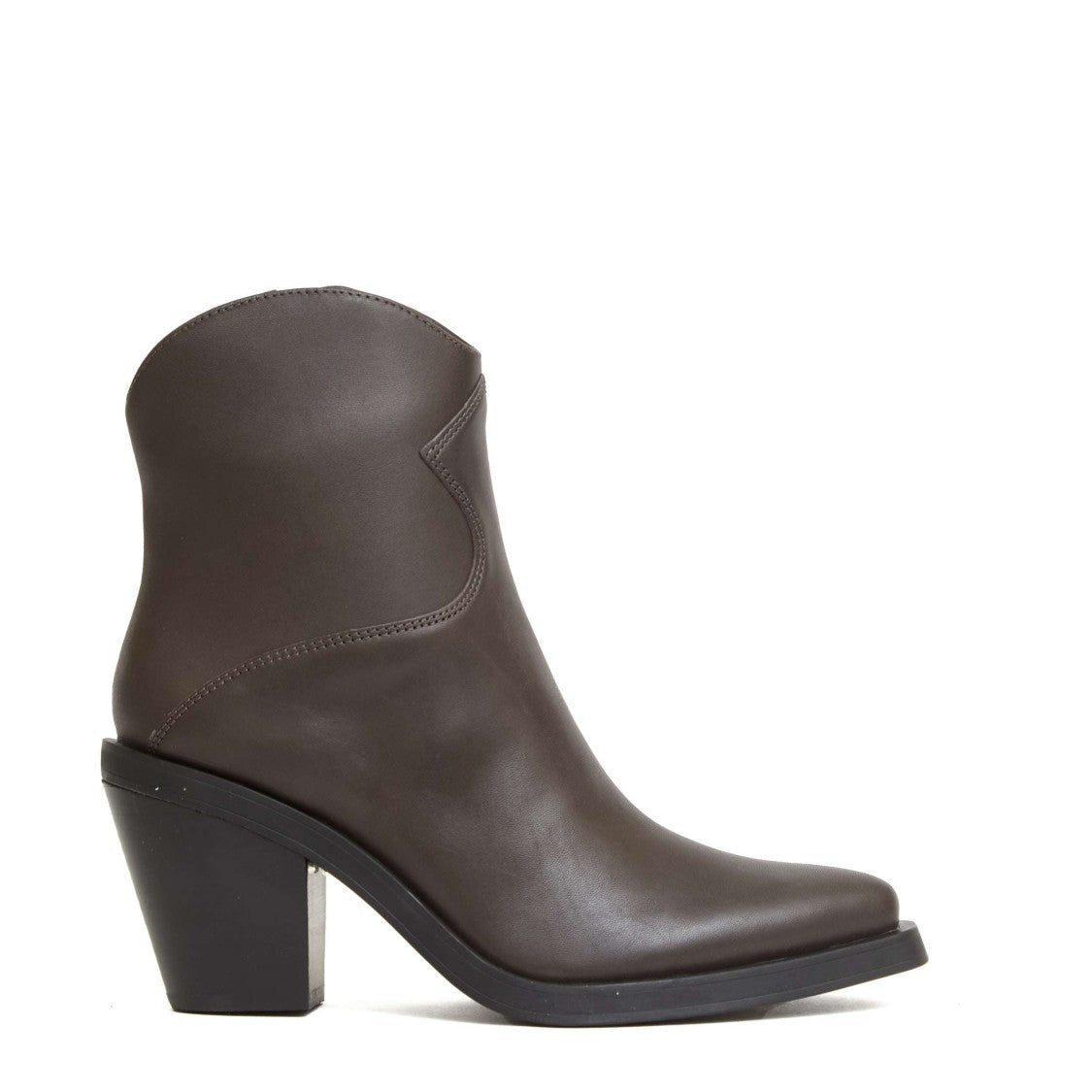 Ash Brown Leather Ankle Boots