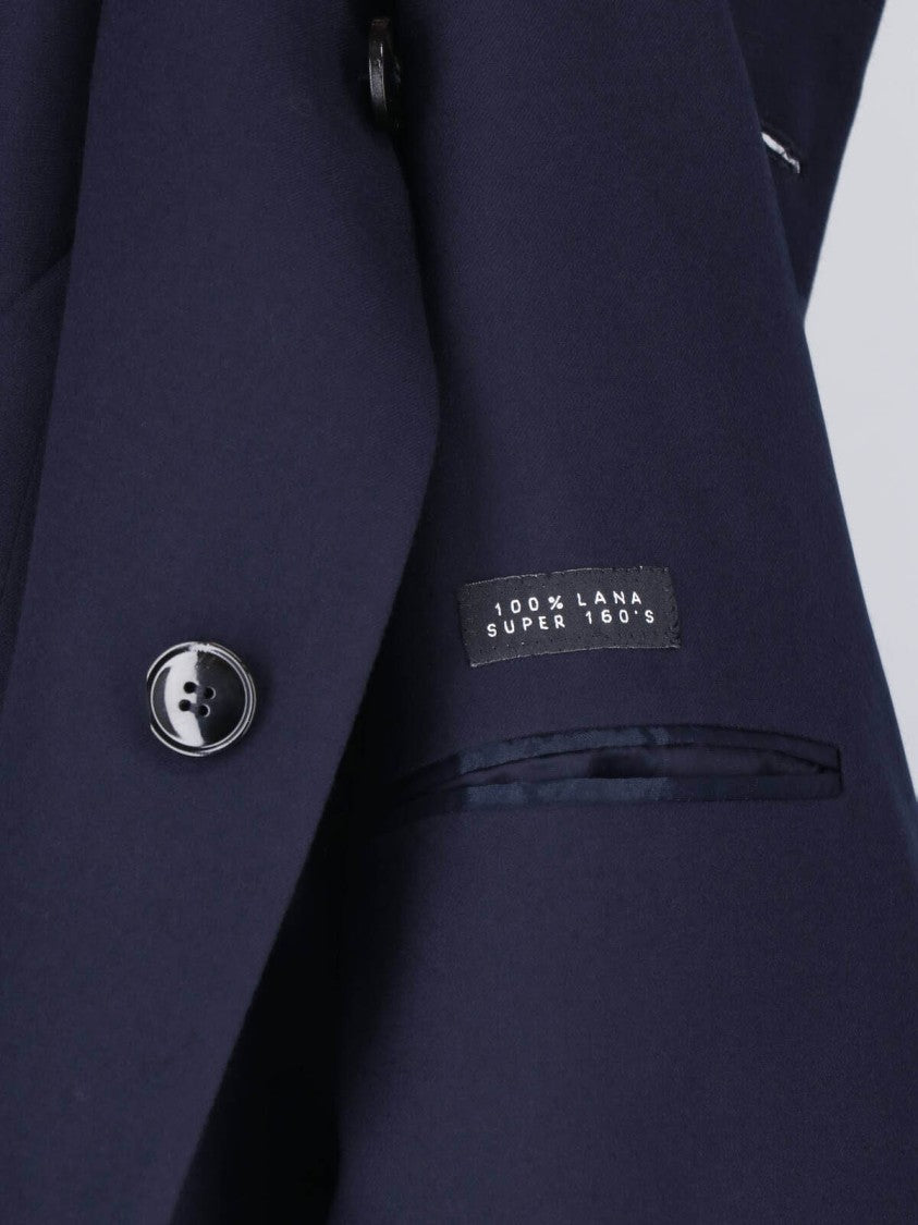 Giorgio Armani Blue Virgin Wool Single-Breasted Blazer