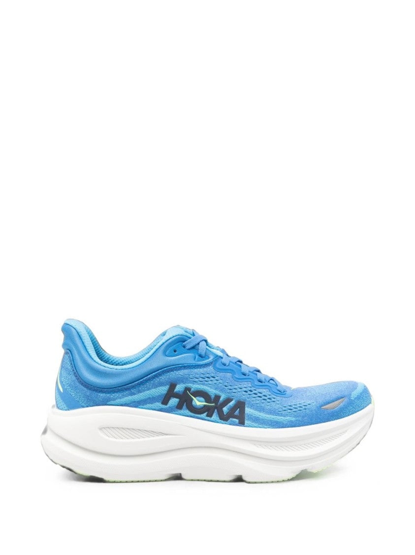 Hoka Blue Cushioned Sole Sporty Leather-Blend Sneakers