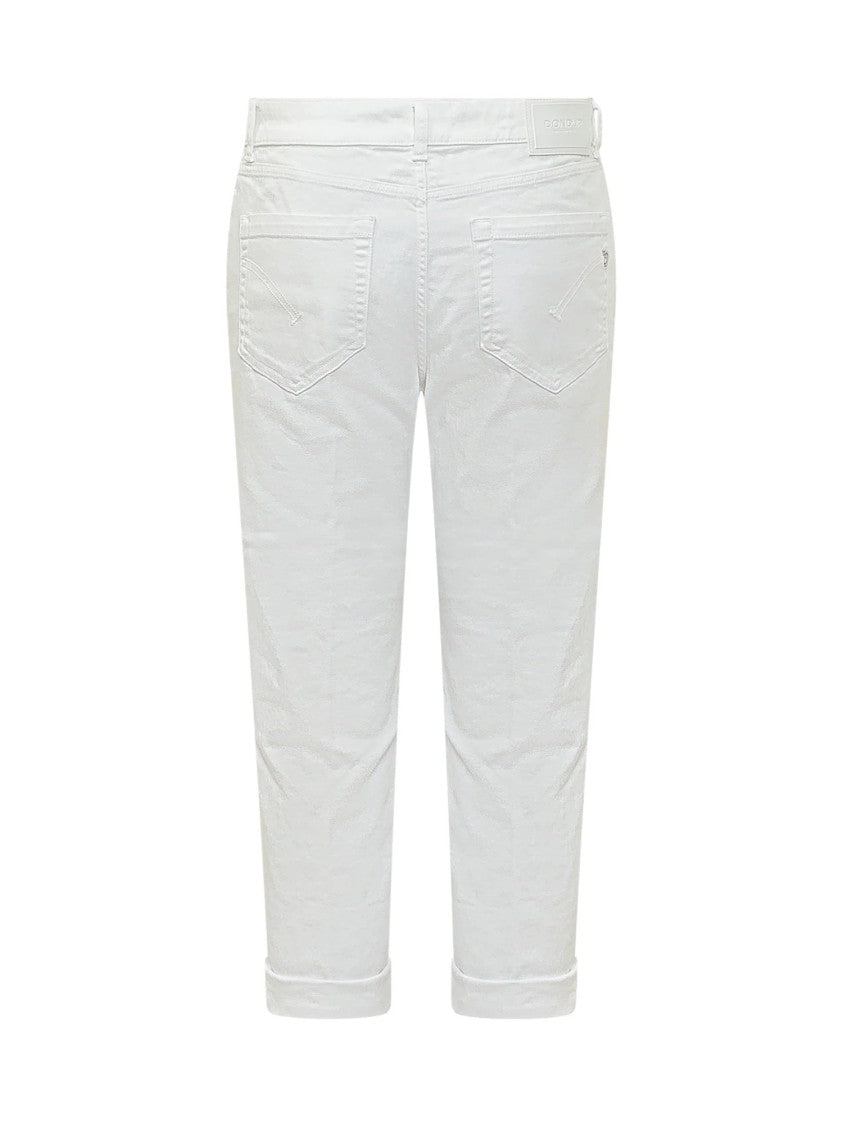 Dondup Cropped White Jeans With Button-Front Closure