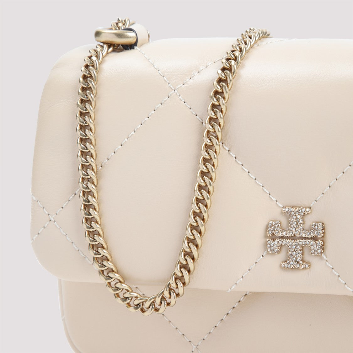 Tory Burch Vanilla Cream Cow Leather Kira Diamond Mini Bag
