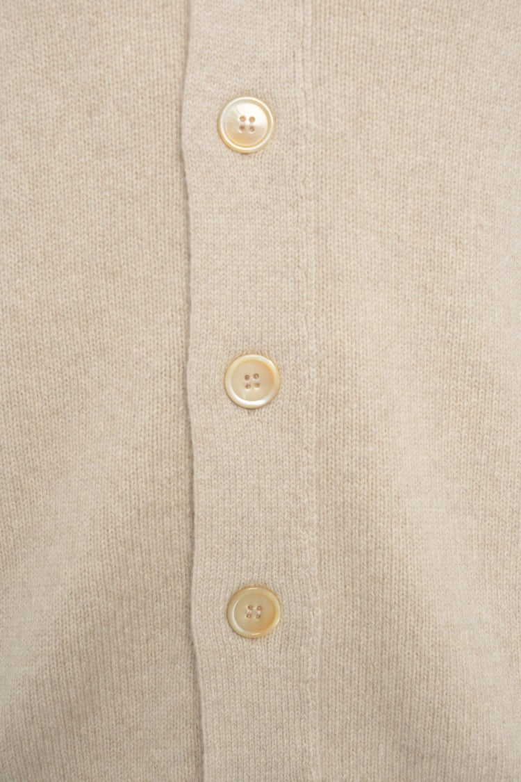 Daniele Fiesoli Beige Cashmere Cardigan With V-Neck