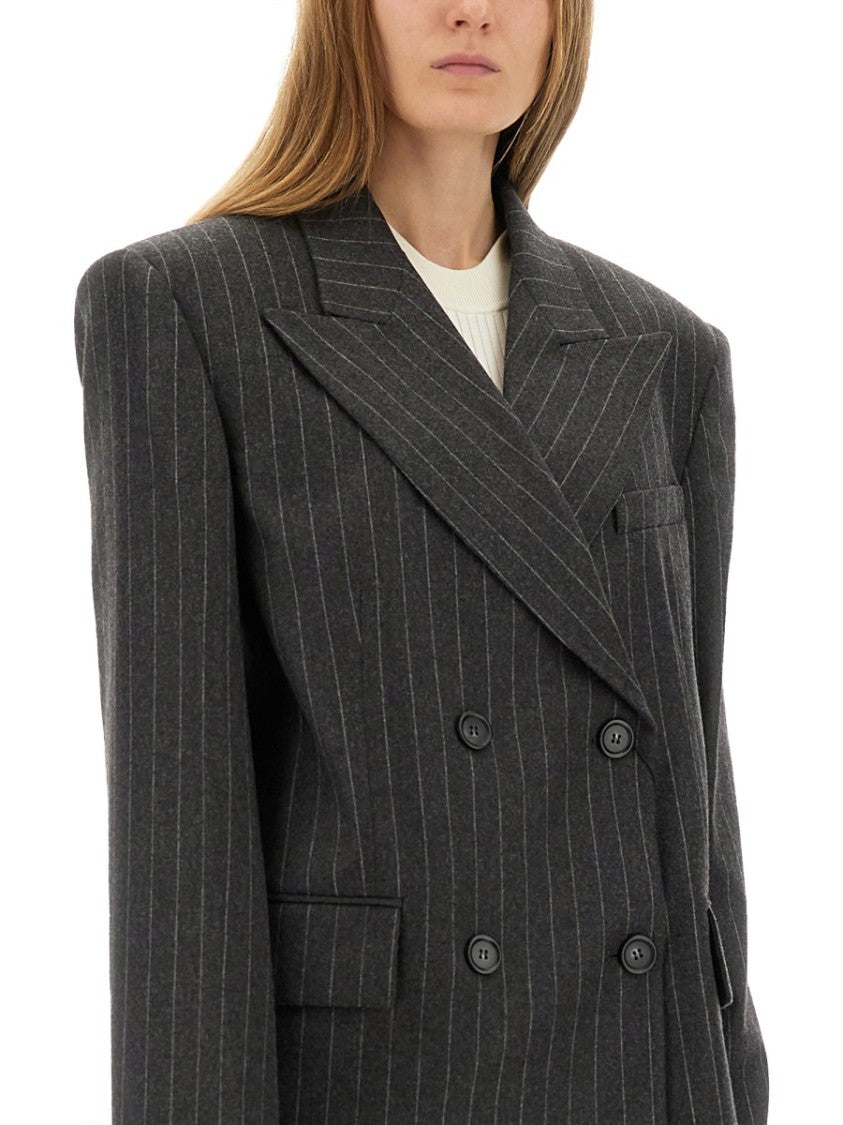 Sportmax Pinstripe Double-Breasted Jacket With Oversized Fit And Structured Silhouette