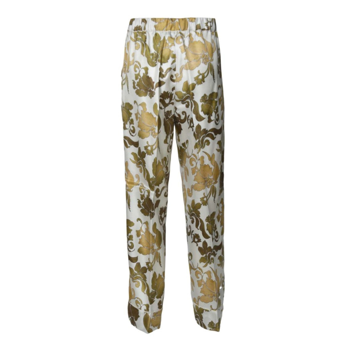 Max Mara Leda Trousers In Gold Printed Silk