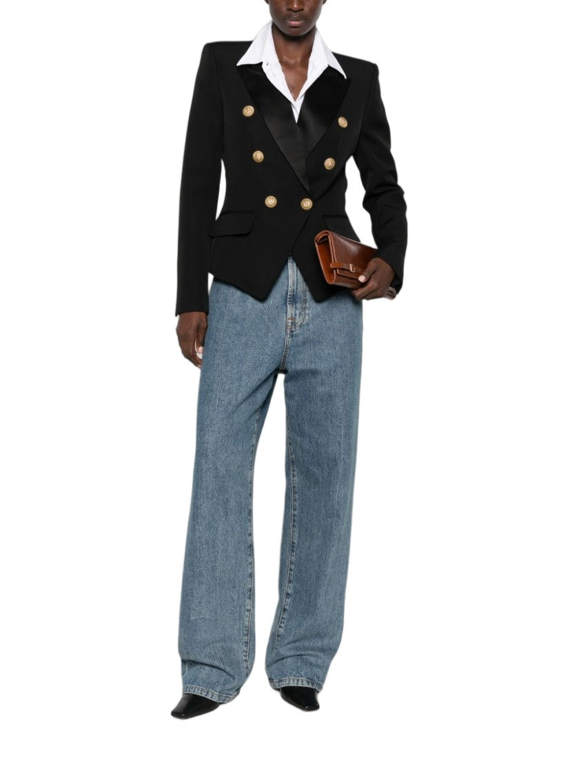Balmain Black Double-Breasted Gold Buttons Jacket