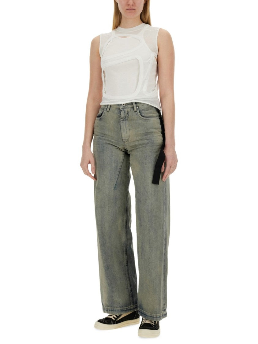 Drkshdw By Rick Owens Cut-Out White Top