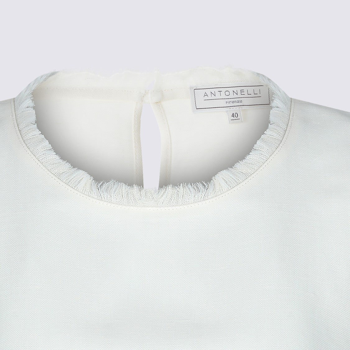 Antonelli Firenze Sleeveless White Top With Frayed Edges