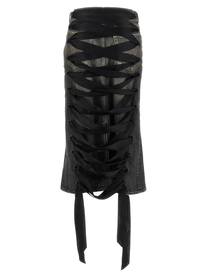 Balenciaga 'Lace Up' Denim Skirt