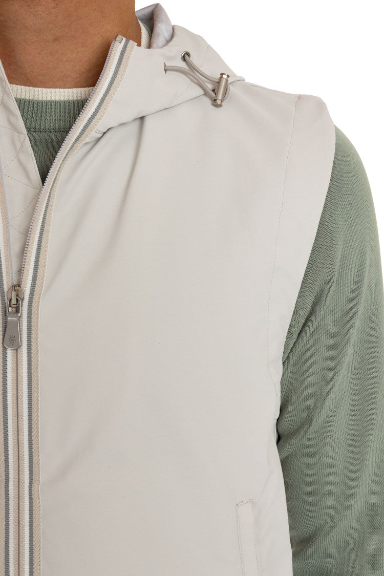 Eleventy Double-Slider Zipper Gilet With Fixed Hood