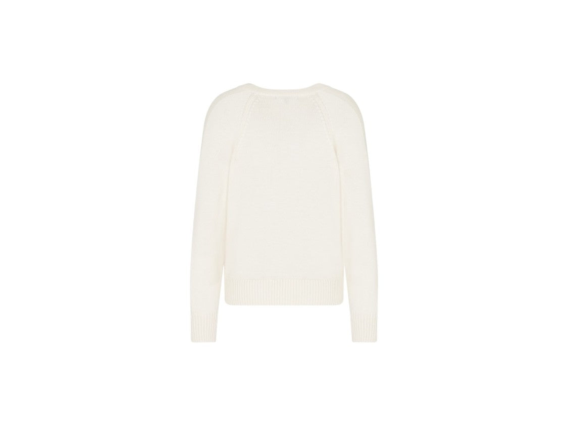 Armani Exchange V-Neck White Sweater Ribbed Detailing