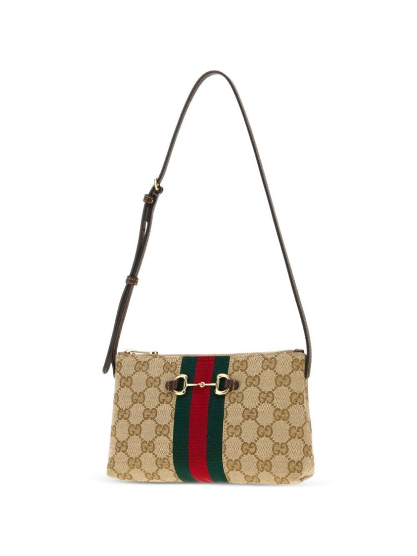 Gucci Beige Monogram Equestrian Shoulder Bag
