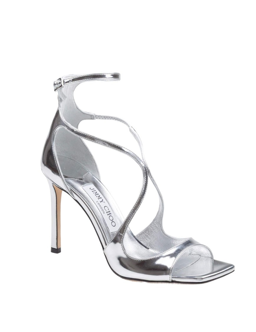 Jimmy Choo Sandal Azia 95 In Metallic Leather Color Silver