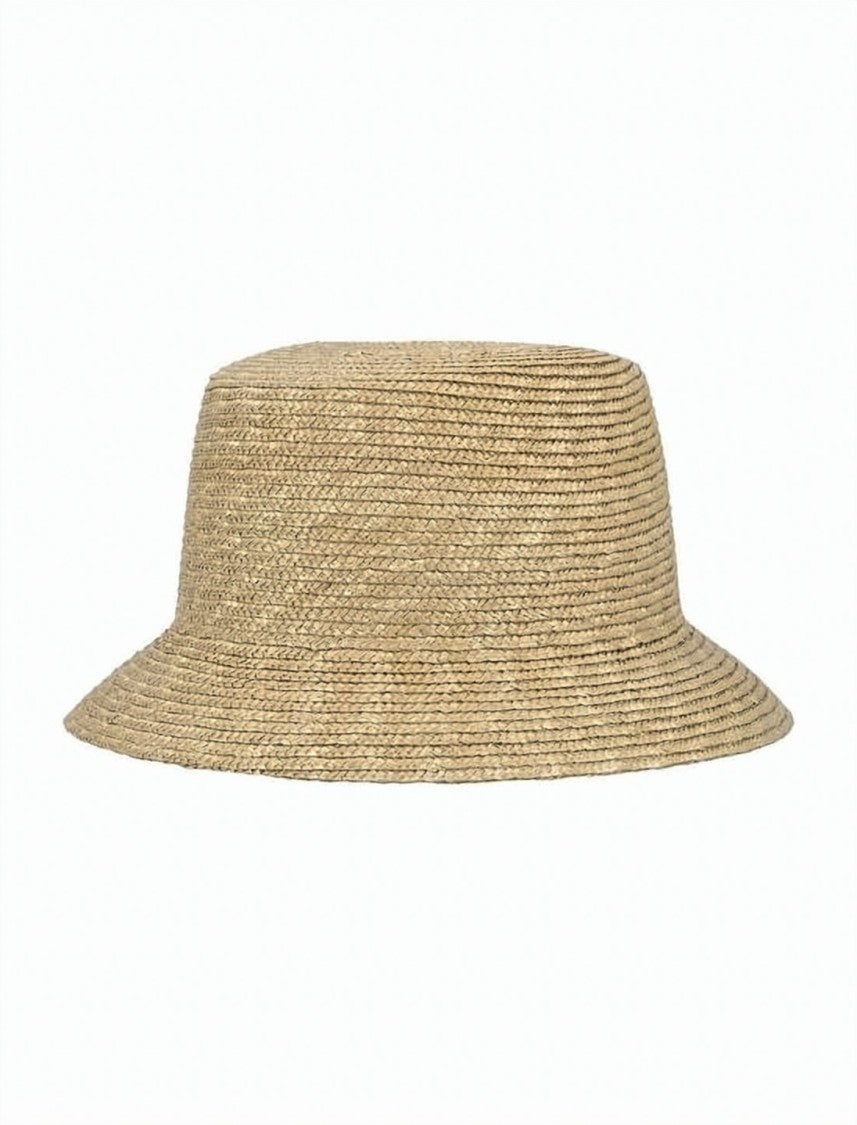 Saint Laurent Neutrals Woven Cellulose Downward Sloping Brim Hat