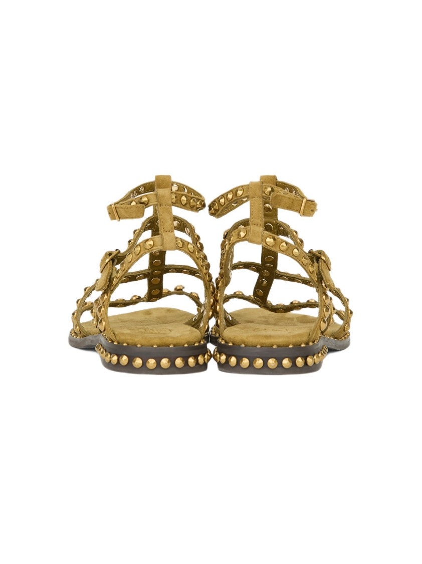 Ash Studded Flat Sandals With Ankle Straps And Cushioned Insole