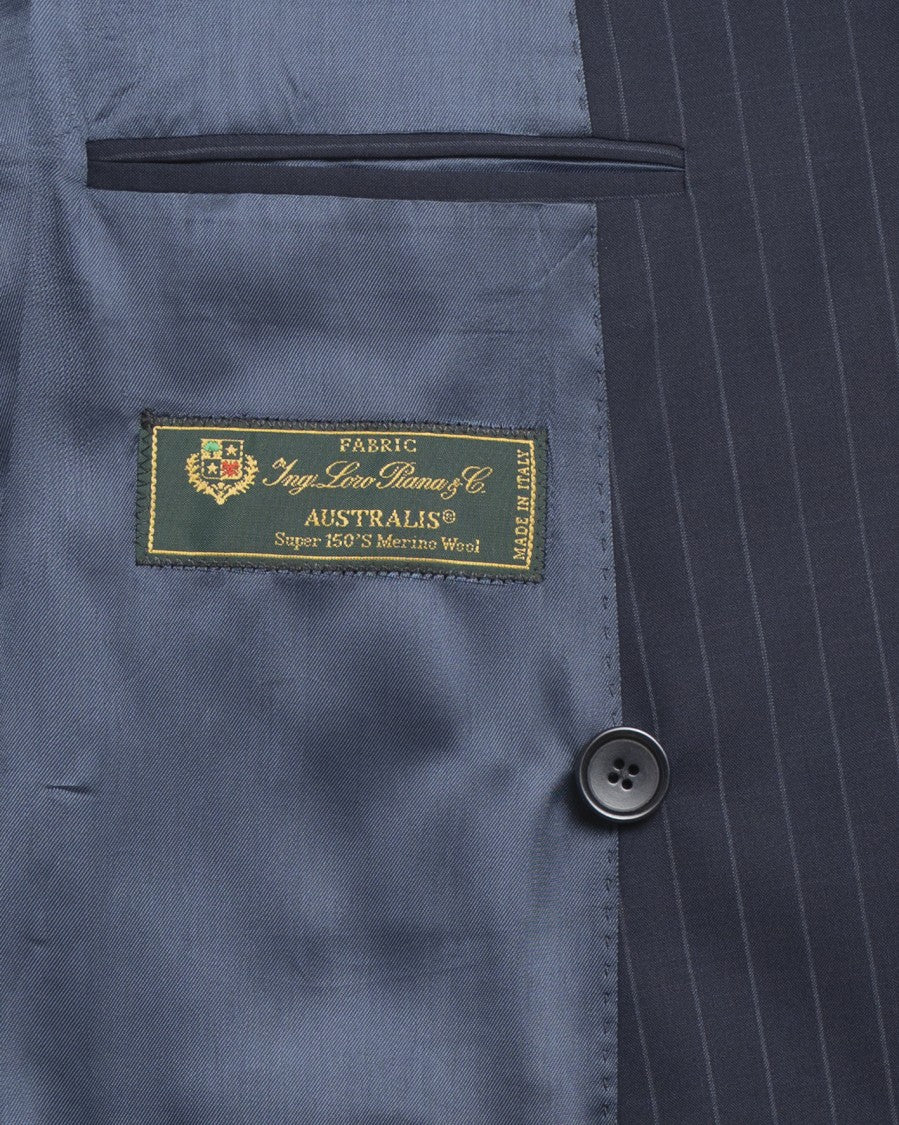 Franzese Collection Double-Breasted Blazer With One-Pleat Trousers In Pinstripe