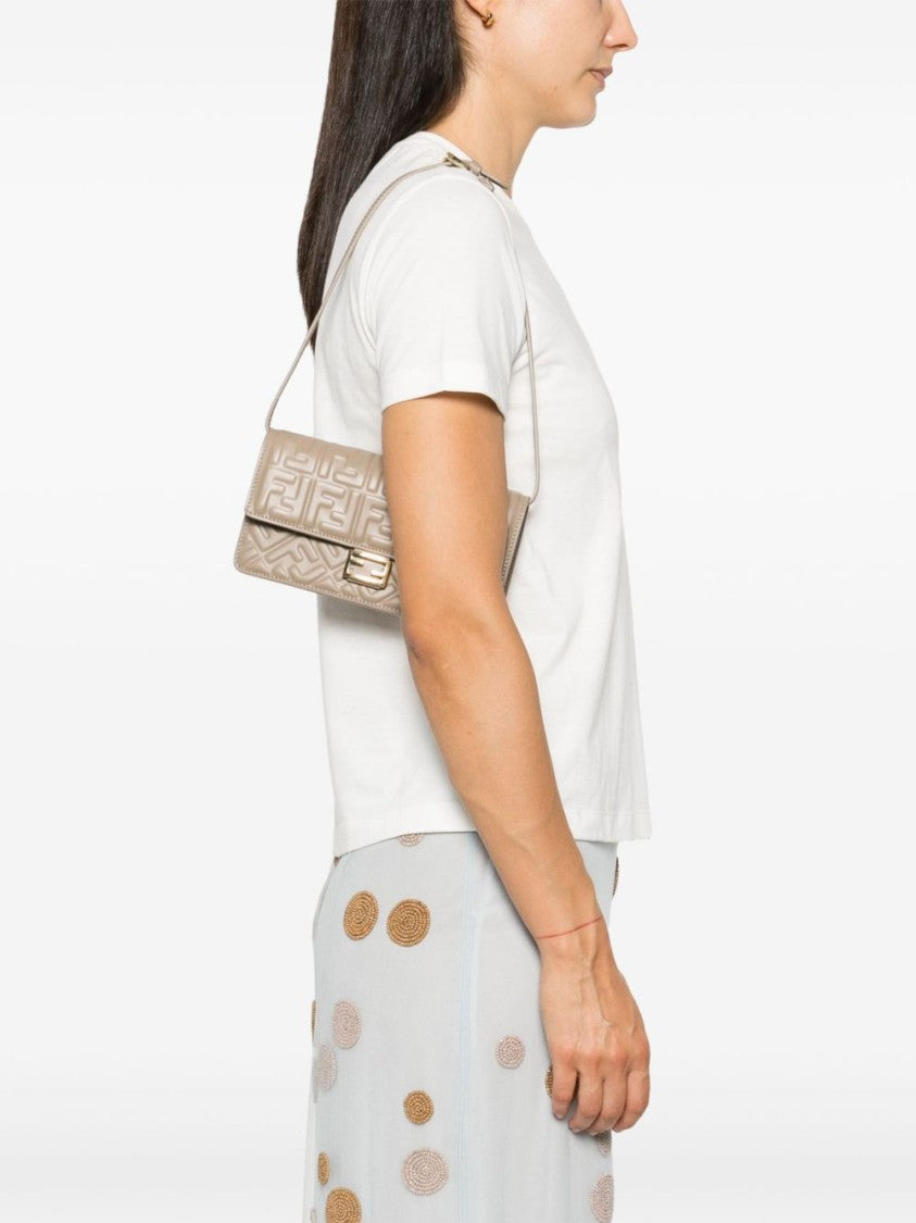 Fendi Rectangular Shoulder Bag With Geometric Embossing