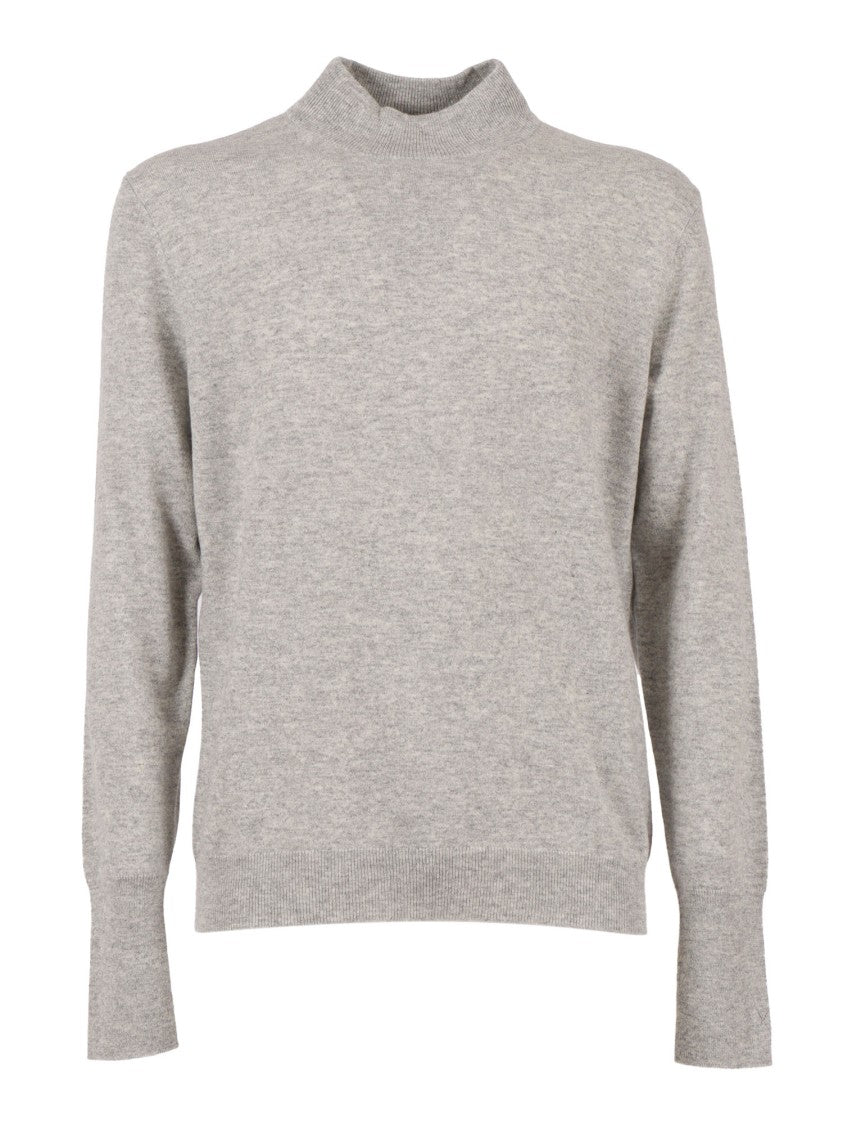 Ballantyne High Neck Cashmere Pullover With Ribbed Cuffs