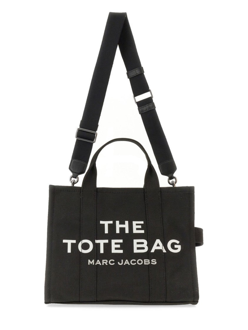 Marc Jacobs Black Cotton Canvas Medium Logo Tote Bag