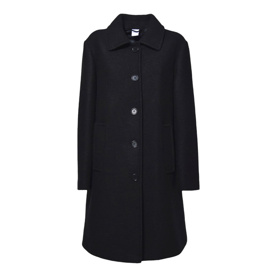 Aspesi Long Coat In Black Felted Wool