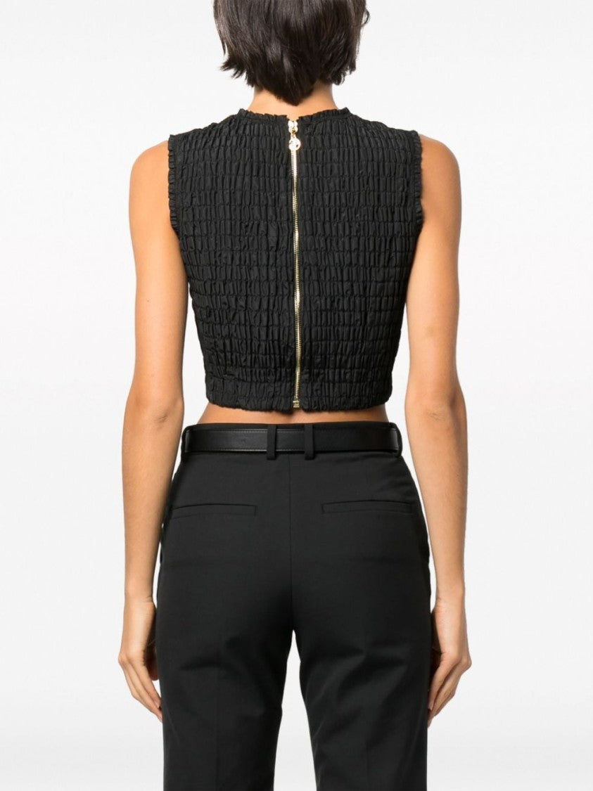 Patou Smocked Black Crop Top