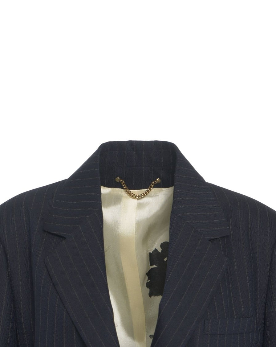 Golden Goose Pinstripe Single-Breasted Blazer With Peak Lapel