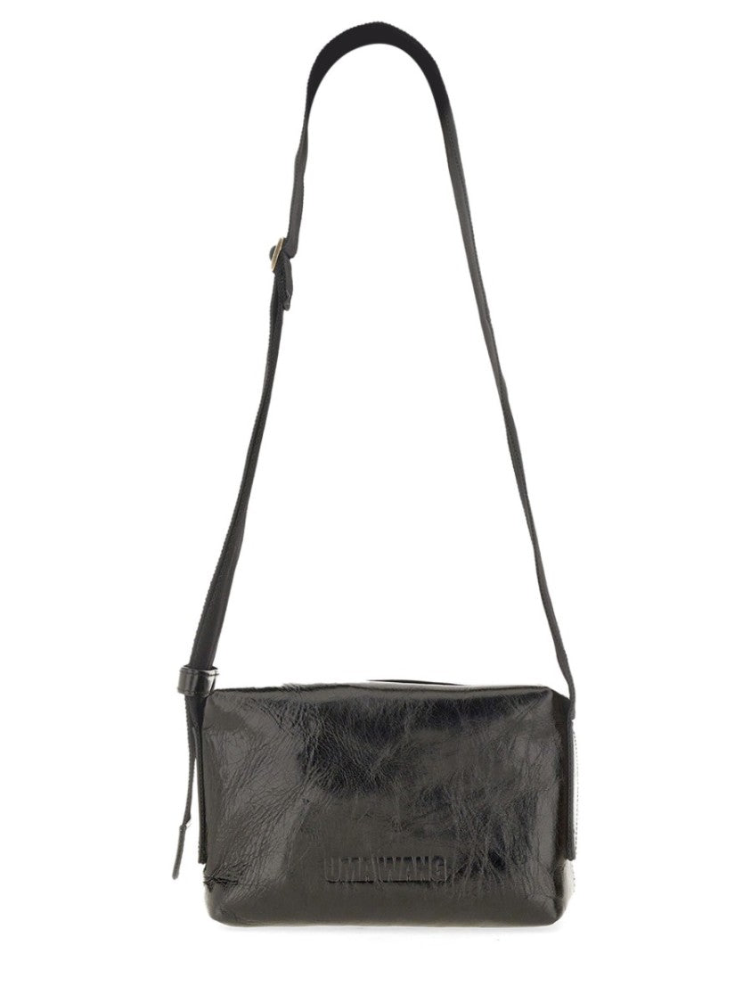 Uma Wang Rectangular Shoulder Bag In Textured Carbon Fiber