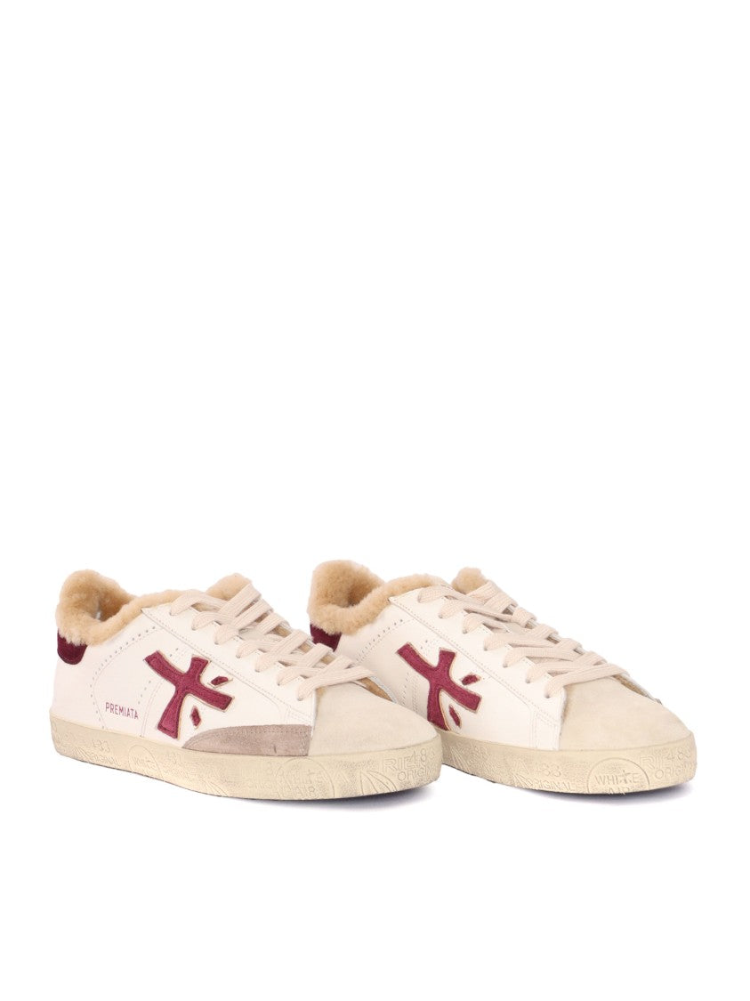 Premiata Low-Top Sneakers In Smooth And Hairy Calf Leather