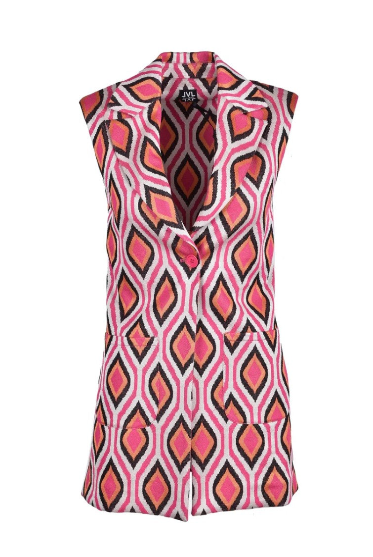 Lvl Level Vibes Level Orange Geometric Viscose-Blend Vest