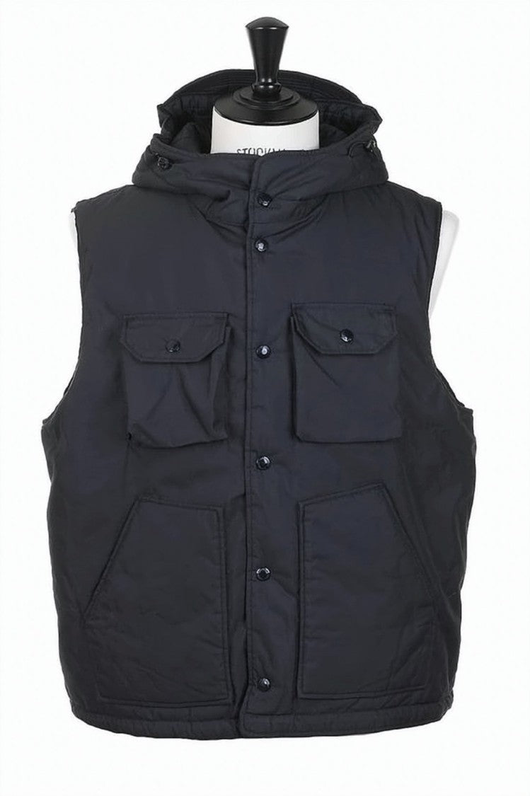 Engineered Garments Padded Vest With Hood And Multiple Pockets