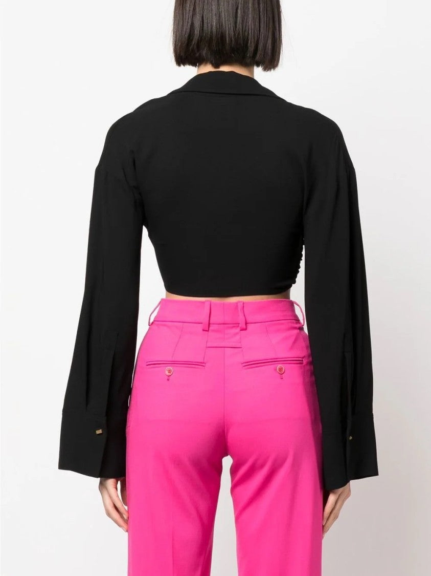 Blumarine Cropped Twisted Front Shirt
